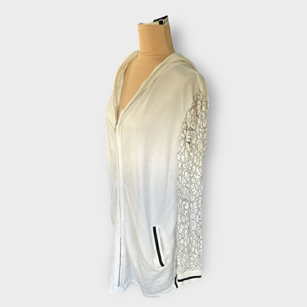 Vintage Esqualo Women’s Small White Embroidered Full Zip Jacket Coat Hooded - Picture 9 of 16